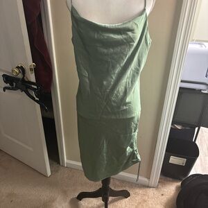 Forever 21 Sage Green Satin Dress